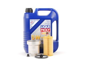 ES#2523871 - 20TPRMOILWBH - Oil Service Kit - Premium - With Magnetic Drain Plug & Silver Aluminum Oil Filter Housing - Includes Liqui Moly oil, filter, magnetic drain plug, and aluminum filter housing - Assembled By ECS - Audi Volkswagen
