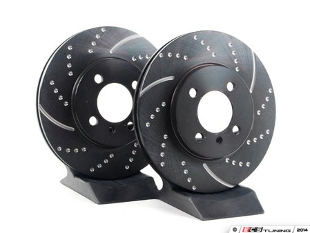 ES#521619 - GD134 - Front Cross Drilled & Slotted Brake Rotors - Pair (260x22) - Upgrade to a slotted / dimpled rotor for improved braking - EBC - BMW