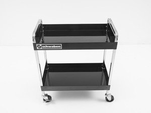 ES#2763365 - 005947SCH01A - Professional Quality Deluxe Two Shelf Service Cart - (NO LONGER AVAILABLE) - Features a chrome plated heavy-duty 16 gauge steel box frame with two handles and caster on frame construction - Schwaben - 