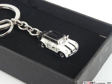 ES#2683956 - 80902352309 - MINI Car Key Ring - Pepper White  - (NO LONGER AVAILABLE) - Miniature enameled MINI on a key ring - Genuine MINI - 