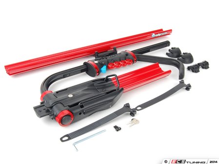 ES#2748303 - 1202 - BrassKnuckles - Red - (NO LONGER AVAILABLE) - The lowest profile upright bike mount on the market. Easy to use, it folds flat for a quiet, fuel efficient drive. - Rocky Mounts - 