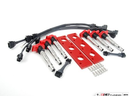 ES#2784968 - 002686ECSKT8 -  2.0T Coil Pack Conversion Kit - Wrinkle Red Plates with Red Coil Packs - (NO LONGER AVAILABLE) - Unload your ICM's and update your 2.7T ignition system! - ECS - 