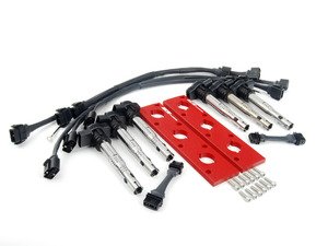ES#2784962 - 002686ECSKT7 -  2.0T Coil Pack Conversion Kit - Wrinkle Red Plates with Black Coil Packs - (NO LONGER AVAILABLE) - Unload your ICM's and update your 2.7T ignition system! - ECS - 