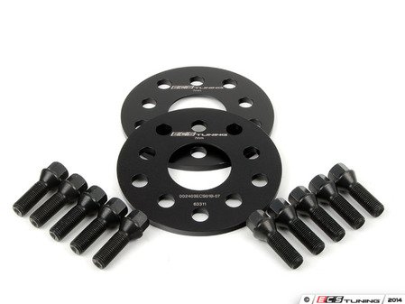 ES#2748188 - ECS10611KTWBC1 - ECS Wheel Spacer & Bolt Kit - 7mm With Black Conical Seat Bolts - Includes everything you need to install spacers on two wheels - ECS - Audi Volkswagen