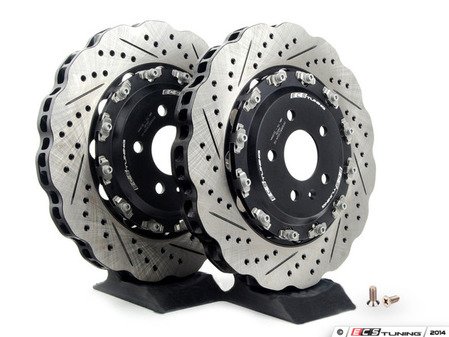 ES#2785596 - 003281ECS02A02KT - Front 2-Piece Scalloped Brake Rotors - Pair (365x34) - Direct bolt-on upgrade to Tru-Float scalloped style rotors - ECS - Audi