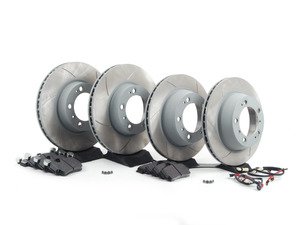 ES#2598191 - 99635140501PEKT1 - Performance Front & Rear Brake Service Kit - Featuring Sebro slotted rotors and Hawk HPS brake pads - Assembled By ECS - Porsche