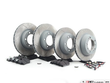 ES#2598191 - 99635140501PEKT1 - Performance Front & Rear Brake Service Kit - Featuring Sebro slotted rotors and Hawk HPS brake pads - Assembled By ECS - Porsche