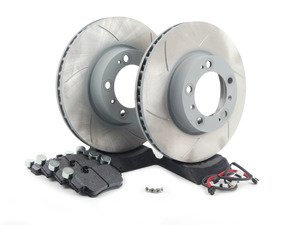 ES#2598185 - 99635140501FPKT1 - Performance Front Brake Service Kit - Featuring Sebro slotted rotors and Hawk HPS brake pads - Assembled By ECS - Porsche