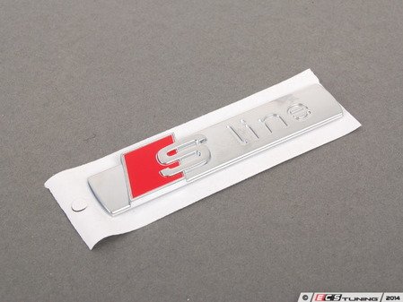ES#2530371 - 8N0853601A - 'S-Line' Emblem - Chrome/Red - Priced Each - Stick-on emblem that can be placed on most flat surfaces - Genuine Volkswagen Audi - Audi