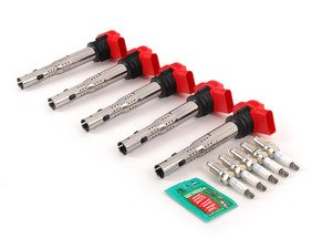 ES#2538683 - 06E905115EK5CL - Ignition Service Kit - Includes five OE red coil packs and five NGK spark plugs - Assembled By ECS - Volkswagen