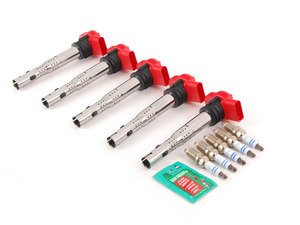 ES#2748217 - 06E905115EK5CKTB - Ignition Service Kit - Includes five OE red coil packs and five Bosch spark plugs - Assembled By ECS - Volkswagen