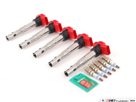 ES#2748217 - 06E905115EK5CKTB - Ignition Service Kit - Includes five OE red coil packs and five Bosch spark plugs - Assembled By ECS - Volkswagen