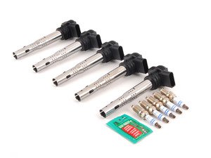 ES#2538677 - 07K905715FK5CL - Ignition Service Kit - Includes five Karlyn black coil packs and five Bosch spark plugs - Assembled By ECS - Volkswagen
