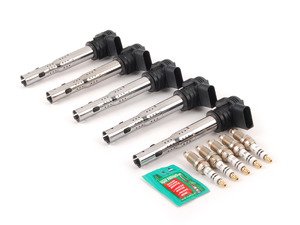 ES#2538684 - 07K905715FK5OE - Ignition Service Kit - Includes five OE black coil packs and spark plugs - Genuine Volkswagen Audi - Volkswagen