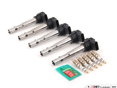 ES#2538684 - 07K905715FK5OE - Ignition Service Kit - Includes five OE black coil packs and spark plugs - Genuine Volkswagen Audi - Volkswagen