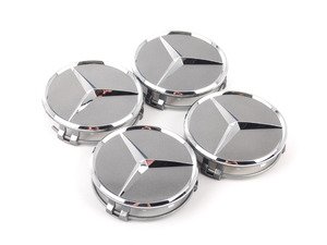 ES#2749194 - 22040001259771KT - Center Cap - Set Of Four - Chrome Star On Titanium Grey Background - Genuine Mercedes Benz - Mercedes Benz