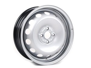 ES#64834 - 36116764346 - Steel Wheel - Silver - Priced Each - (NO LONGER AVAILABLE) - 16 x 5.5 , Et45, 4x100 bolt pattern. Also know as steelies. - Genuine MINI - 
