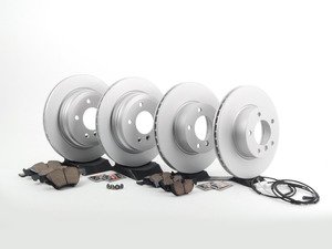 ES#2770198 - 34116854998KT7 - Front & Rear Brake Service Kit - Featuring Zimmermann rotors rotors and Akebono pads - Assembled By ECS - BMW