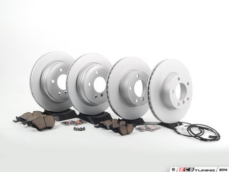 ES#2770198 - 34116854998KT7 - Front & Rear Brake Service Kit - Featuring Zimmermann rotors rotors and Akebono pads - Assembled By ECS - BMW