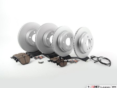 ES#2766105 - 34116855006KT4 - Front & Rear Brake Service Kit - Featuring Zimmermann Brake Rotors and ECS DD23 Daily Driver Ceramic Pads - Assembled By ECS - BMW