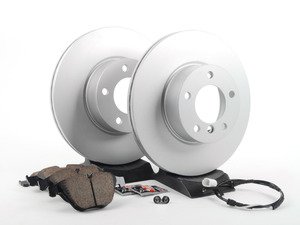 ES#2766107 - 34116855006KT5 - Front Brake Service Kit - Featuring Zimmermann Brake Rotors and Akebono Ceramic Pads - Assembled By ECS - BMW