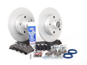 ES#2697653 - 357615601B - Rear Brake Service Kit - Featuring Meyle brake rotors and ECS DD23 ceramic brake pads. - Assembled By ECS - Volkswagen