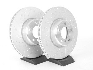 ES#2568631 - 34106797602kt - Front Cross Drilled & Slotted Brake Rotors - Pair (340x30) - Race quality braking option from the factory, cross drilled & slotted brake rotors (340x30) - Genuine BMW - BMW