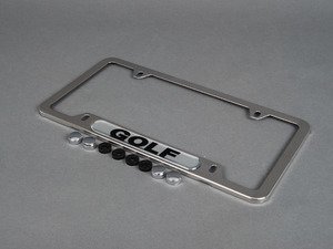 ES#2684412 - 5G0071801 - Golf License Plate Frame - Polished - Stainless steel plate frame featuring the Golf script - Genuine Volkswagen Audi - Volkswagen
