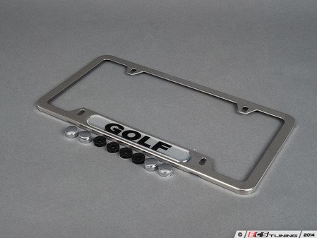 ES#2684412 - 5G0071801 - Golf License Plate Frame - Polished - Stainless steel plate frame featuring the Golf script - Genuine Volkswagen Audi - Volkswagen