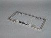 ES#2684412 - 5G0071801 - Golf License Plate Frame - Polished - Stainless steel plate frame featuring the Golf script - Genuine Volkswagen Audi - Volkswagen
