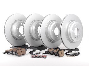 ES#2771981 - 34116854999KT6 - Front and rear Brake Service Kit - Featuring ECS V5 coated rotors and ECS DD23 "Daily Driver" ceramic brake pads. - Assembled By ECS - BMW