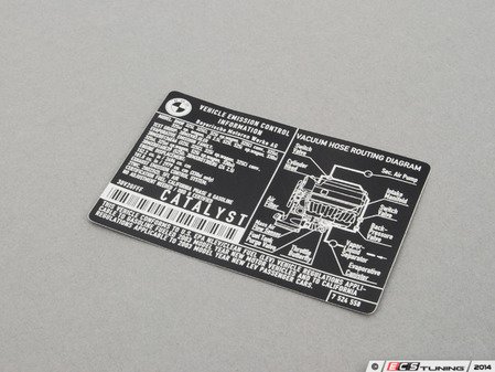 ES#185057 - 71227524558 - Emissions Label - Located under the hood - Genuine BMW - BMW