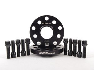 ES#2748260 - 35255571ECSWBKKT - ECS Wheel Spacer & Bolt Kit - 17.5mm With Black Conical Seat Bolts - Complete kit for two wheels, comes with everything you need to install spacers on your aftermarket wheels - ECS - Audi Volkswagen