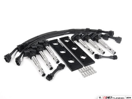 ES#2730647 - 002686ECSKT2 -  2.0T Coil Pack Conversion Kit - Anodized Black Plates With Black Coil Packs - Unload your ICM's and update your 2.7T ignition system! - ECS - Audi