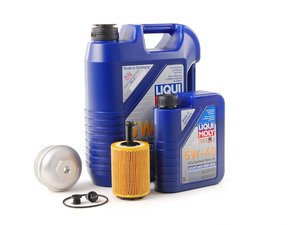 ES#2804767 - 004673ECS01KT1 -  Oil Service Kit - With Magnetic Drain Plug & Silver Aluminum Oil Filter Housing - Featuring silver billet aluminum filter housing! Includes Hengst oil filter and Liqui Moly 5w-40 oil - Assembled By ECS - Volkswagen