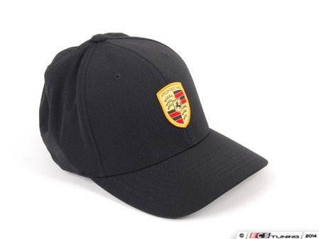 ES#3360970 - WAP5900010J - Porsche Crest Baseball Cap  - Flex-Fit cap - Black with colored crest - Genuine Porsche - Porsche