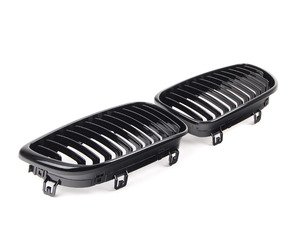 ES#4715749 - ATK-BM-0200-GB - Blackout Front Kidney Grille Set - Gloss Black - E82/E88 1-series & 1M - The perfect blackout grille option for your 1-Series! - AUTOTECKNIC - BMW