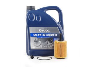 ES#2785146 - MK5TDIOILKT14 - Oil Service Kit - With ECS Magnetic Drain Plug - Includes oil filter and Vaico 5w-30 oil - Assembled By ECS - Volkswagen