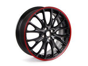 ES#2807471 - 36106850209KT - R113 JCW LM Rad Cross Spoke Wheel 18" (4x100) Black With Red Stripe - Set Of Four - (NO LONGER AVAILABLE) - 18 x 7J ET:52 Ronal Wheel - Genuine MINI - 