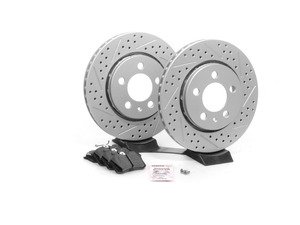 ES#2581482 - HB364F.587RPSKT -  Performance Rear Brake Service Kit (256x22) - (NO LONGER AVAILABLE) - Featuring ECS GEOMET cross drilled & slotted rotors and Hawk HPS pads - Assembled By ECS - 
