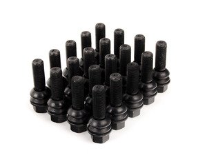 ES#2724956 - PS19D37KT1 - Black Stock-Length Lug Bolts - Set Of 20 - Replace your rusted and weathered stock lug bolts with a stylish alternative - 52mm shaft (37mm length under seat) - ECS - Audi Volkswagen Porsche