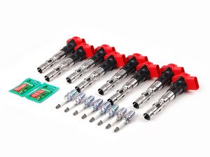 ES#2532305 - BKR6EQUAKT - Ignition Service Kit - Includes eight red genuine coil packs and eight NGK spark plugs - Assembled By ECS - Audi