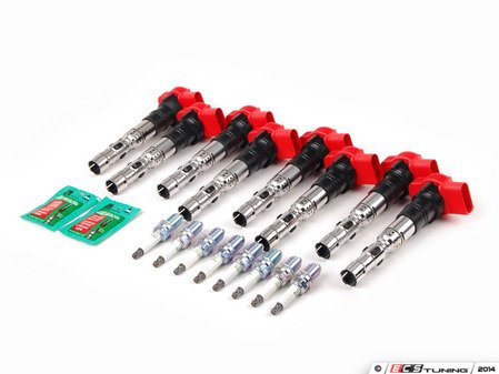 ES#2532305 - BKR6EQUAKT - Ignition Service Kit - Includes eight red genuine coil packs and eight NGK spark plugs - Assembled By ECS - Audi