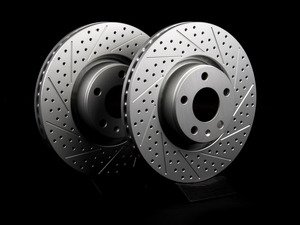 ES#2190192 - 4F0301EXSGMTLRA - Front Cross Drilled & Slotted Brake Rotors - Pair (321x30) - (NO LONGER AVAILABLE) - Featuring GEOMET protective coating. - ECS - 