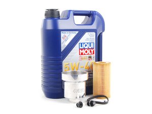 ES#2730487 - 003602ECS03AKT - Oil Service Kit - With Magnetic Drain Plug & Polished Aluminum Oil Filter Housing - Includes Liqui Moly oil, filter, magnetic drain plug, and aluminum filter housing - Assembled By ECS - Audi Volkswagen