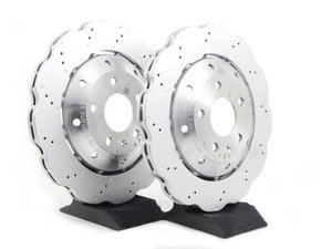 ES#2642807 - 8T0615601AKT - Rear Brake Rotors - Pair (330x22) - Restore stopping power with new scalloped style rotors - Genuine Volkswagen Audi - Audi