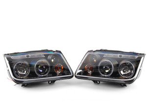 ES#2806891 - 444-VJ99-HL-BK - Angel Eye Projector Headlight Set - Black - (NO LONGER AVAILABLE) - With fog lights, with LED halo rings - Spyder - 