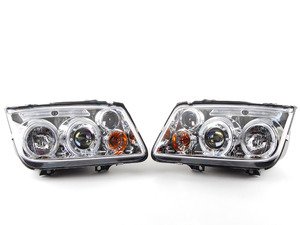 ES#2806890 - 444-VJ99-HL-C - Chrome Projector Headlights - Pair - (NO LONGER AVAILABLE) - With fog lights, with LED halo rings - Spyder - 