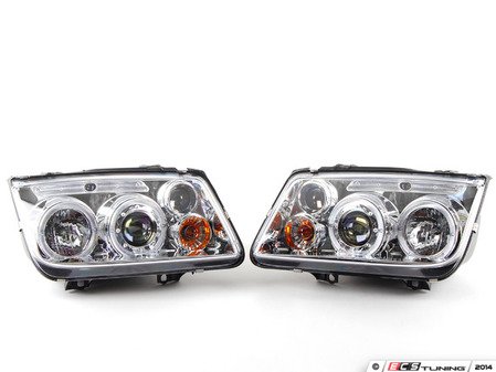 ES#2806890 - 444-VJ99-HL-C - Chrome Projector Headlights - Pair - (NO LONGER AVAILABLE) - With fog lights, with LED halo rings - Spyder - 