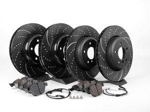 ES#2677968 - GD1390KT1 - Performance Front And Rear Brake Service Kit - Featuring ECS V5 cross-drilled & slotted rotors and ECS EP24 Enthusiast Performance pads - Assembled By ECS - BMW